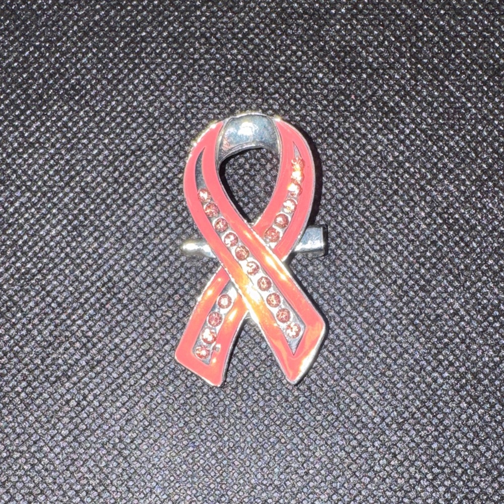 Elegant Pink and Silver Ribbon Brooch